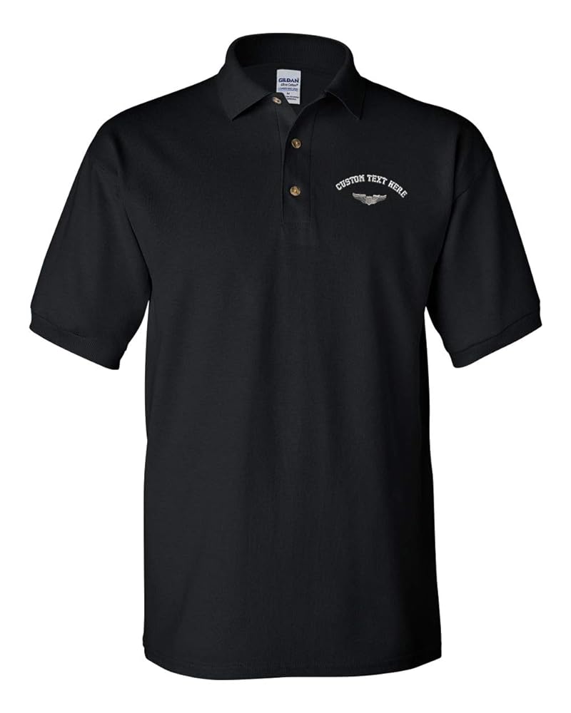 Amazon.com: Custom Polo Shirt Pilot Silver Embroidery Design